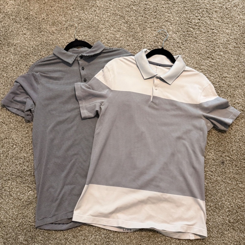 Lot of 2 Lululemon Polo shirts S striped golf performance casual short sleeve